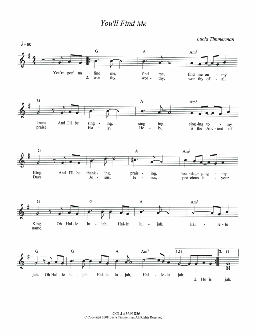 You'll Find Me Piano Solo scores gallery preview page 1