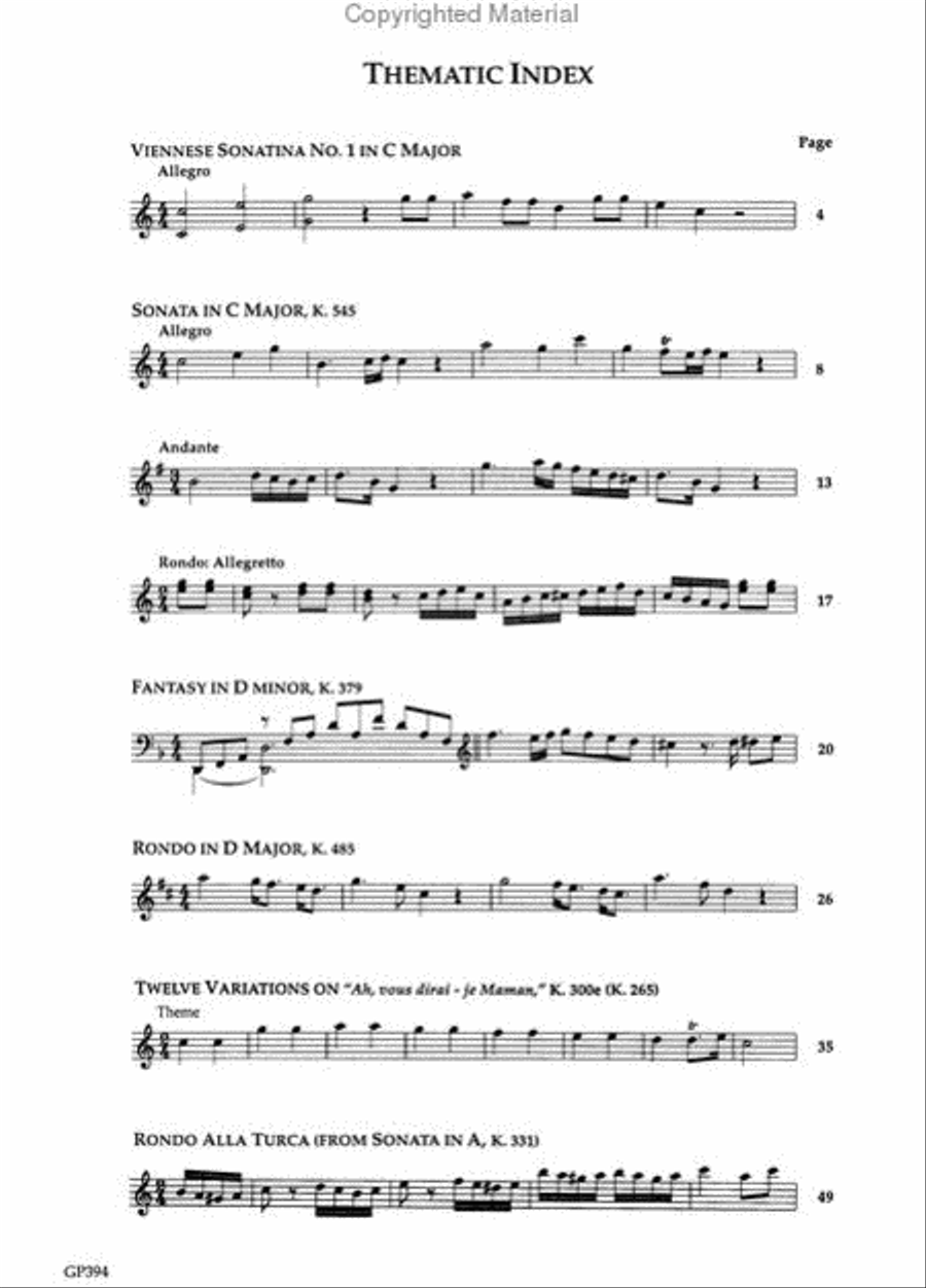 Mozart Selected Works For Piano Piano Solo scores gallery preview page 2
