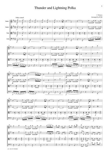 J.Strauss Thunder and Lightning Polka, for string quartet, CS111 image number null