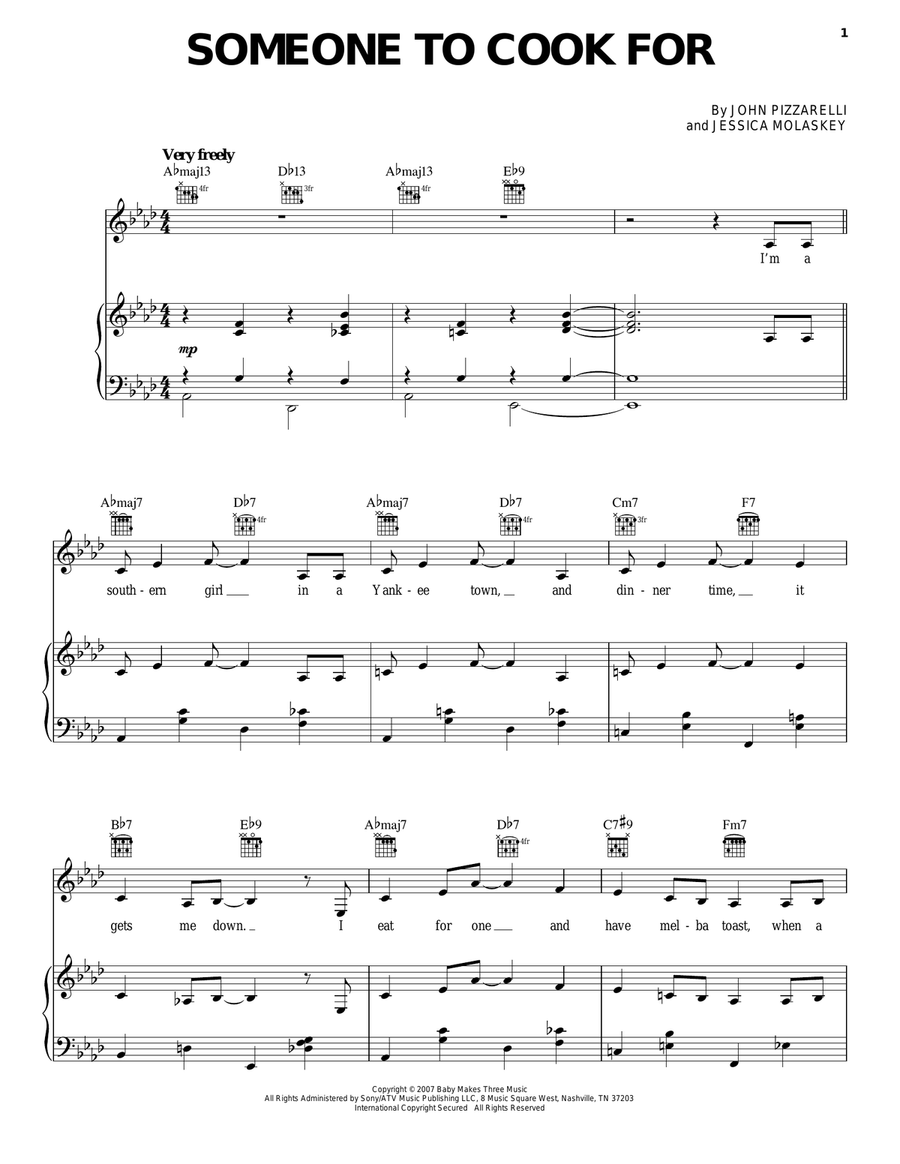 Someone To Cook For Someone To Cook For Piano, Vocal, Guitar scores gallery preview page 1