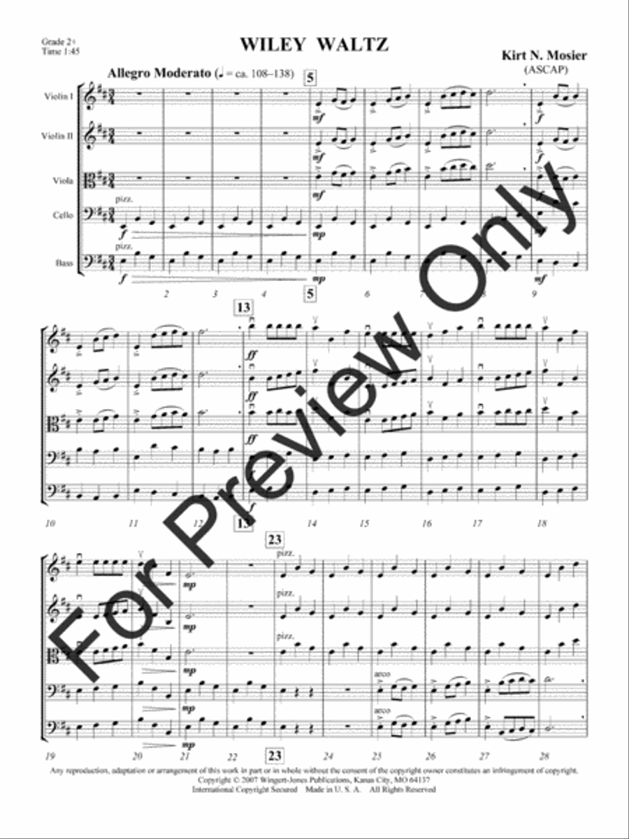 Wiley Waltz (Score) String Orchestra scores gallery preview page 5