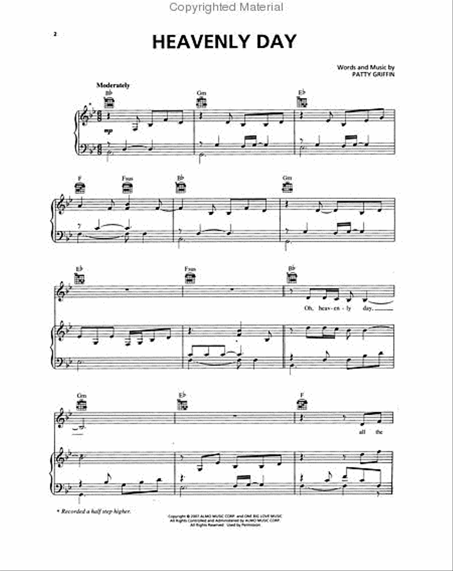 Heavenly Day Piano, Vocal, Guitar scores gallery preview page 2
