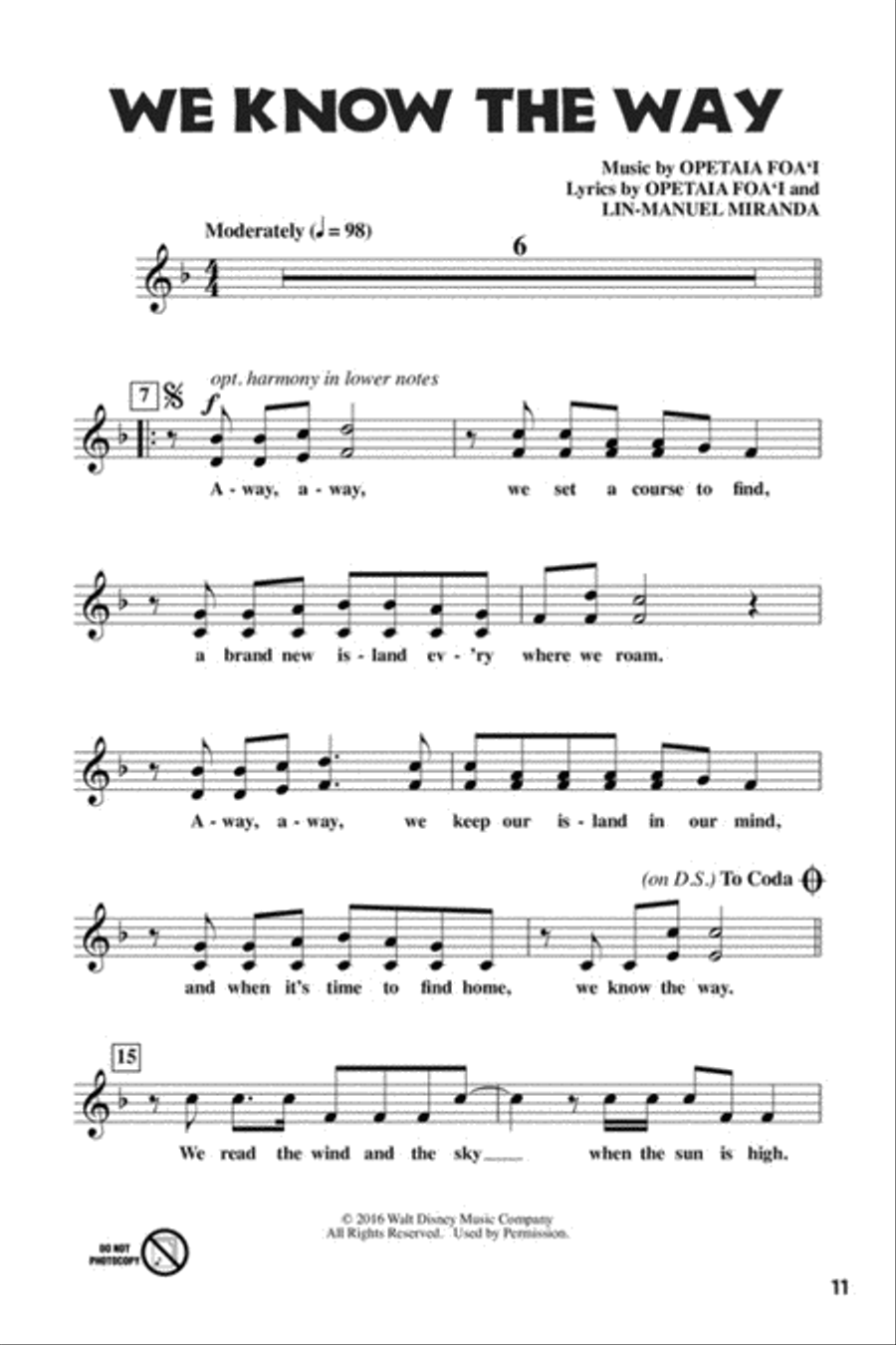 Let's All Sing Songs from MOANA Choir scores gallery preview page 5
