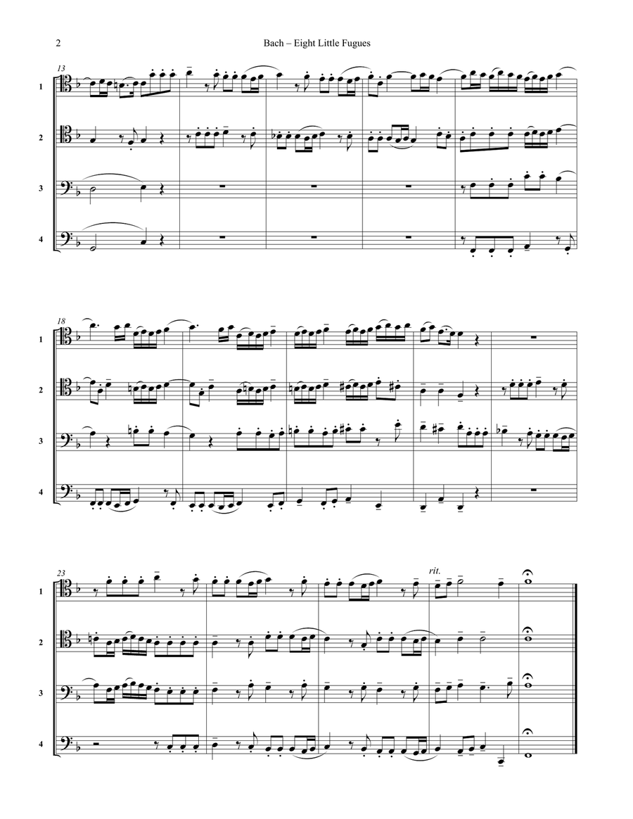 Eight Little Fugues for Four Trombones BWV 553-560 Trombone Quartet scores gallery preview page 2