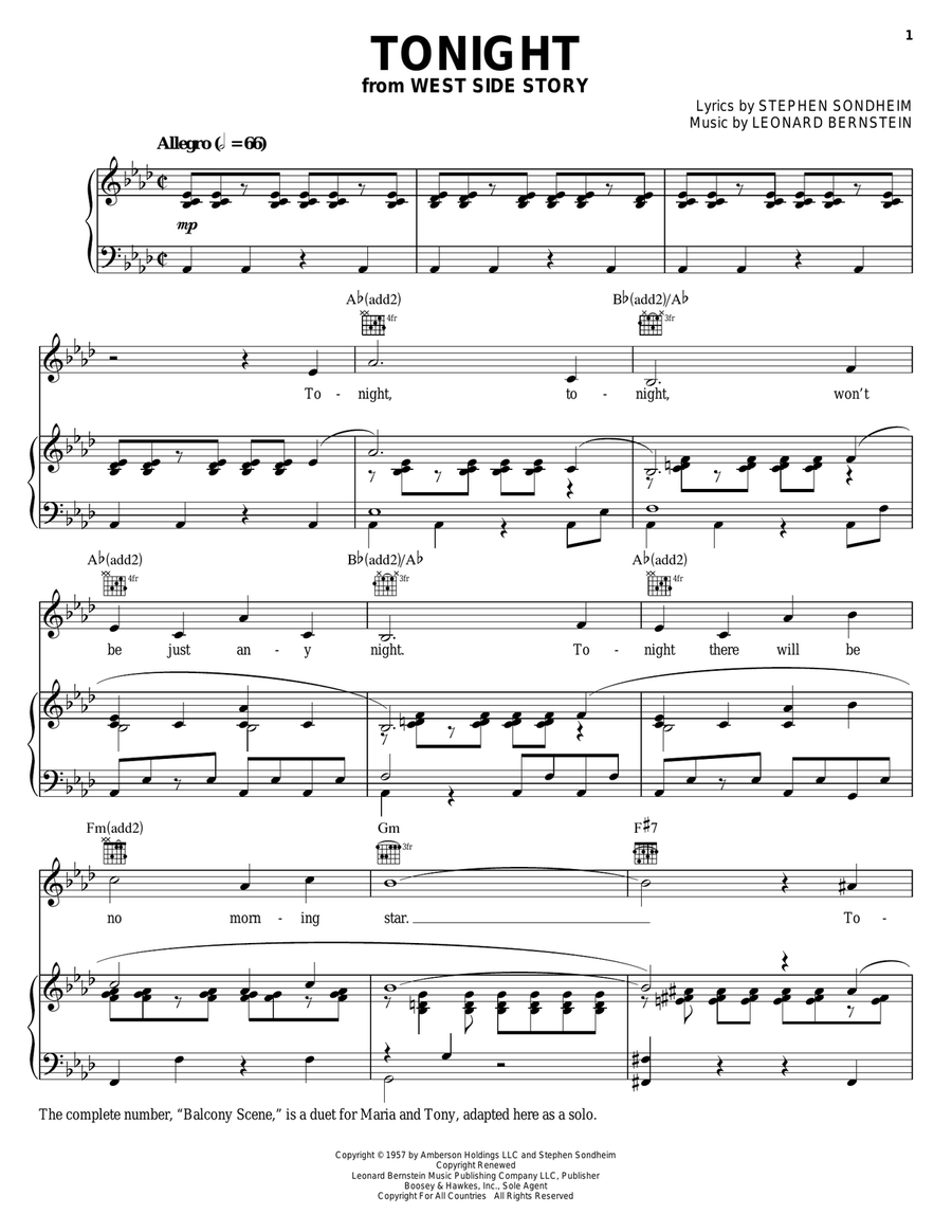 Tonight (from West Side Story) Guitar scores gallery preview page 1