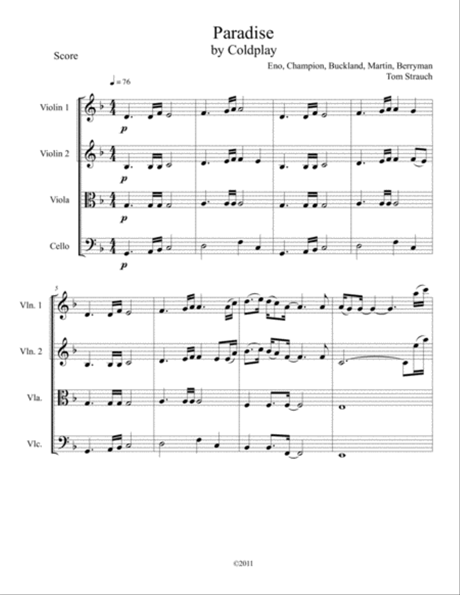 Paradise String Quartet scores gallery preview page 1