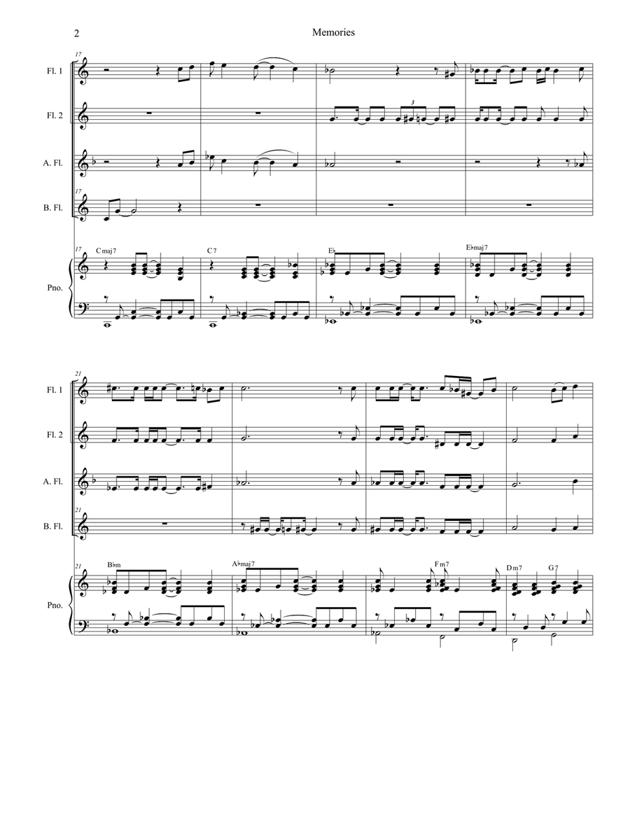 Memories Memories Woodwind Ensemble scores gallery preview page 2