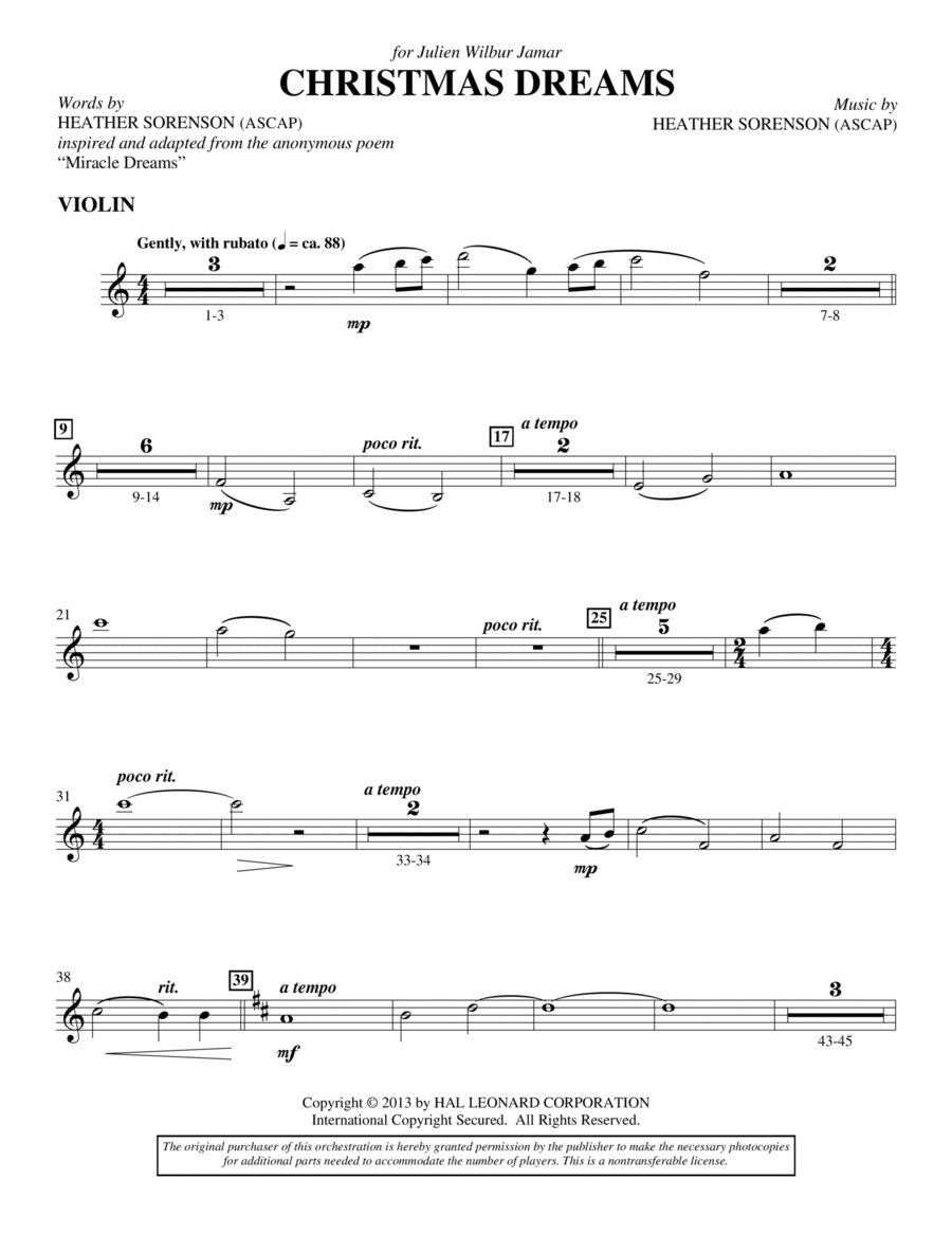 Christmas Dreams - Violin Choir scores gallery preview page 1