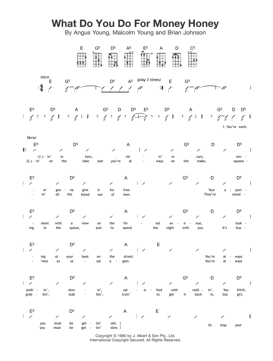 What Do You Do For Money, Honey? Ukulele scores gallery preview page 1