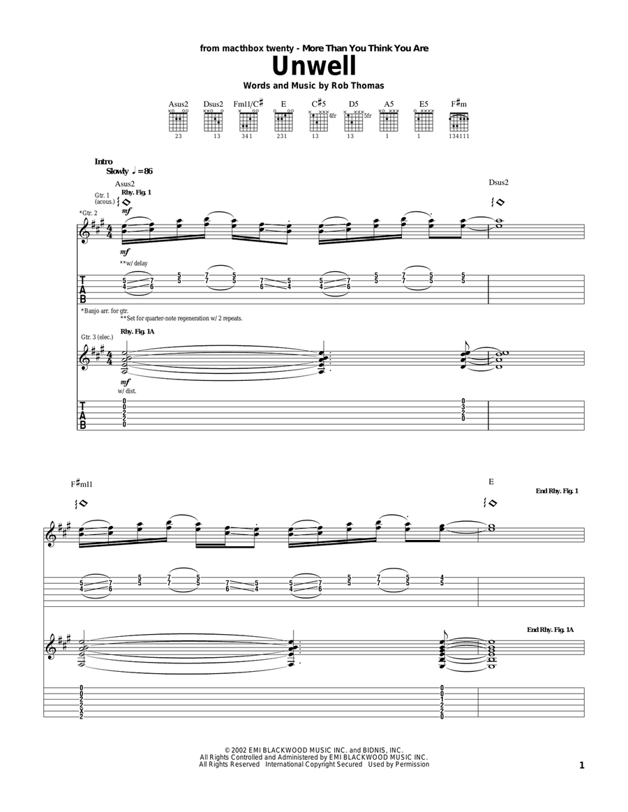 Unwell Unwell Acoustic Guitar scores gallery preview page 1