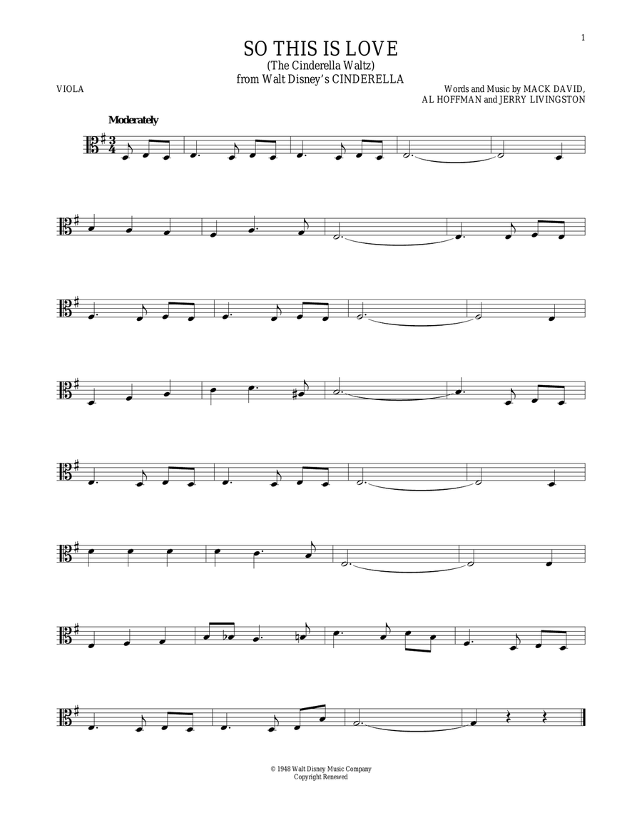 So This Is Love (from Cinderella) Viola Solo scores gallery preview page 1