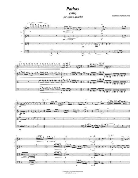 "Pathos" (2010), for string quartet String Quartet - Digital Sheet Music