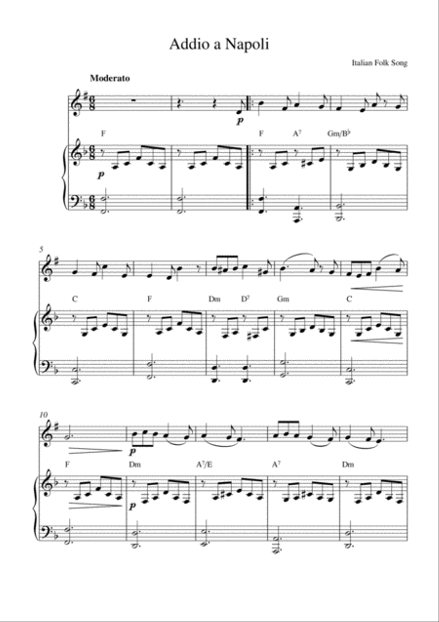 Addio a Napoli Trumpet Solo scores gallery preview page 1