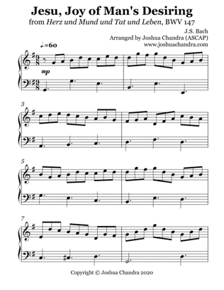 Jesu, Joy of Man's Desiring (Easy Piano)