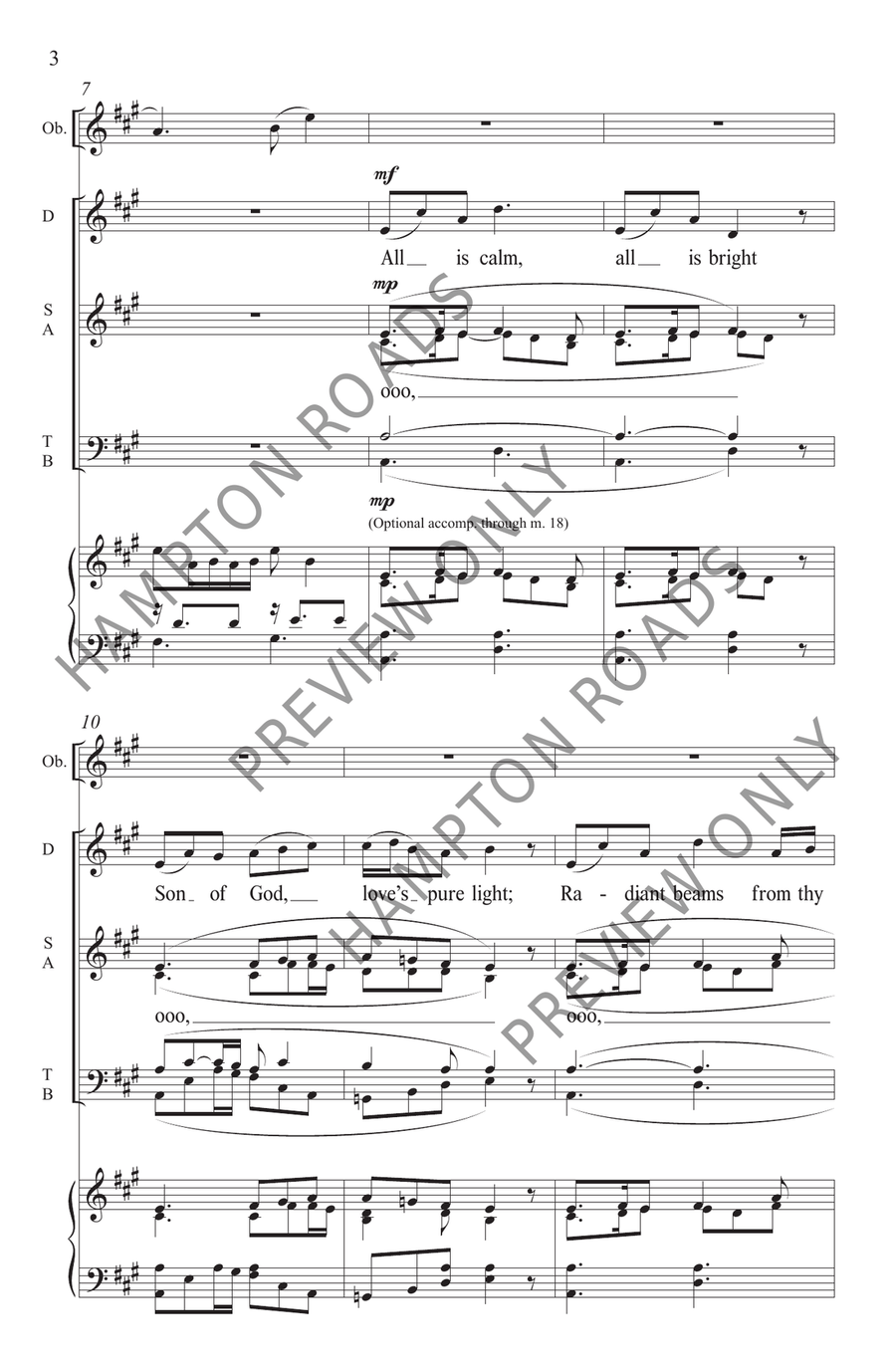 Love's Pure Light, Silent Night (SATB) 4-Part scores gallery preview page 4
