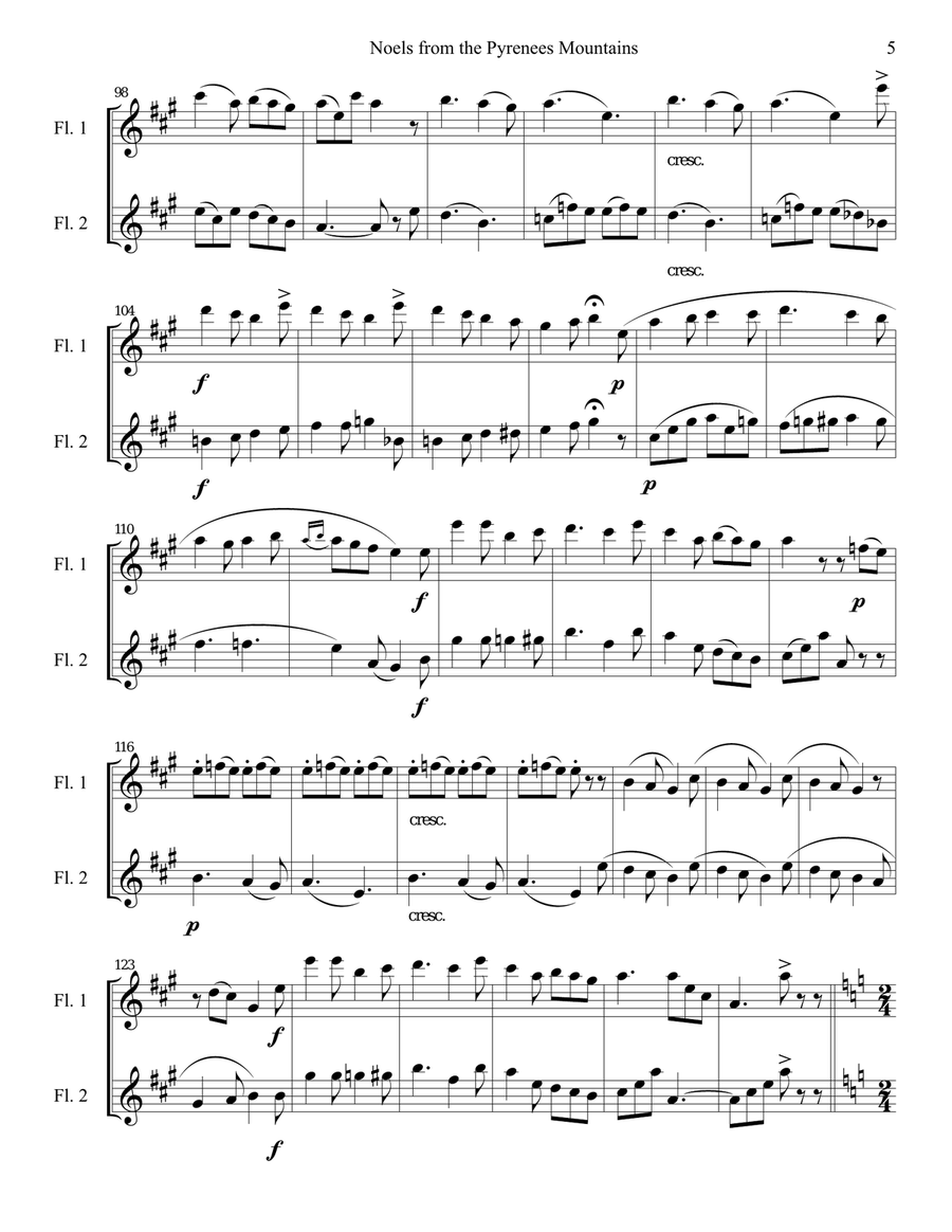 Noels from the Pyrenees Mountains - flute duet Flute Duet scores gallery preview page 5