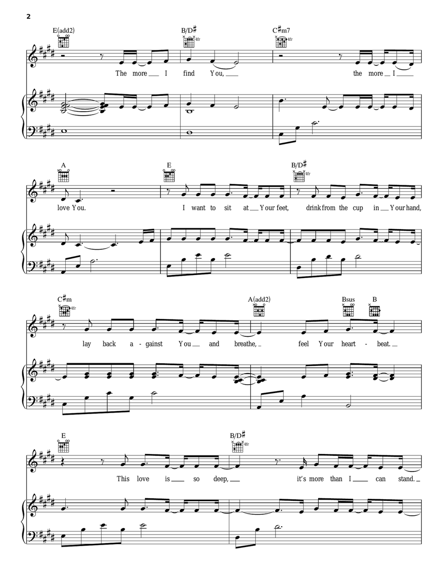 The More I Seek You Piano, Vocal, Guitar scores gallery preview page 2