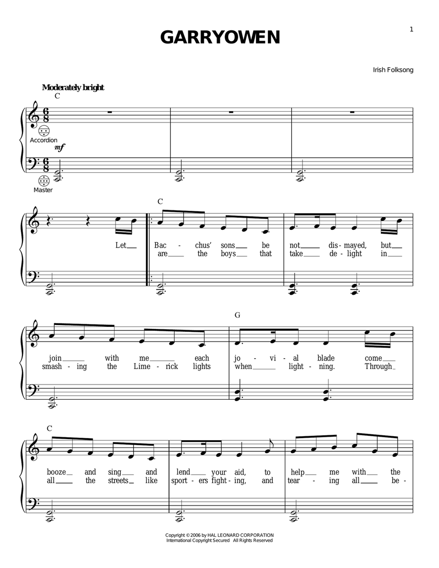 Garryowen Garryowen Accordion scores gallery preview page 1