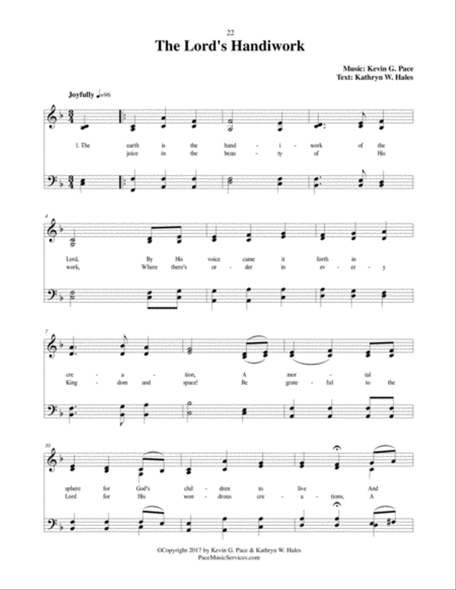 The Lord's Handiwork - an original hymn 4-Part scores gallery preview page 2