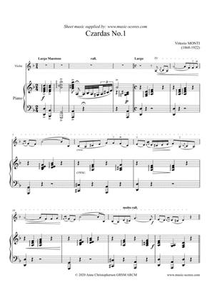 Czardas No. 1 - Monti - Violin and Piano
