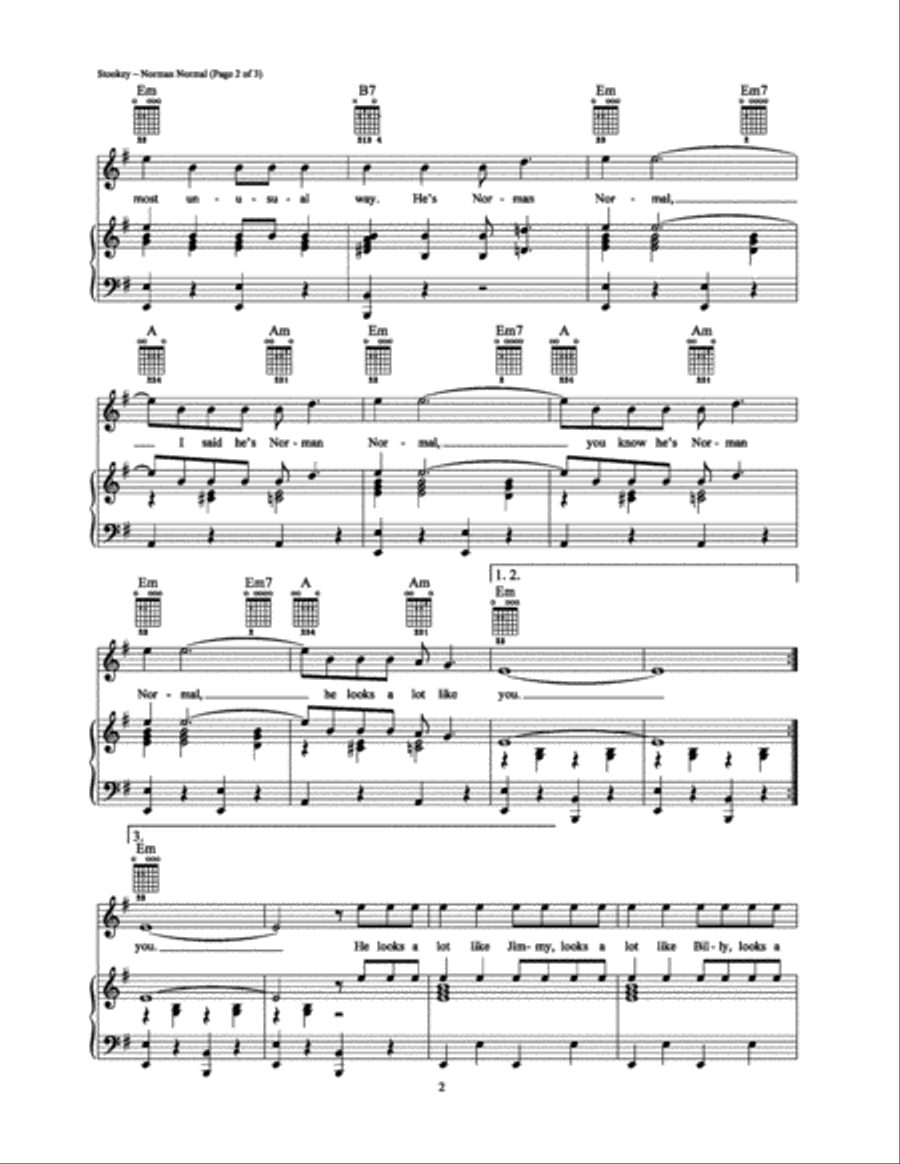 Norman Normal Norman Normal Piano, Vocal, Guitar scores gallery preview page 2