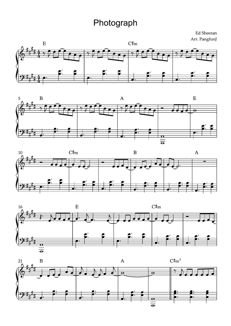 Photograph Easy Piano scores gallery preview page 1