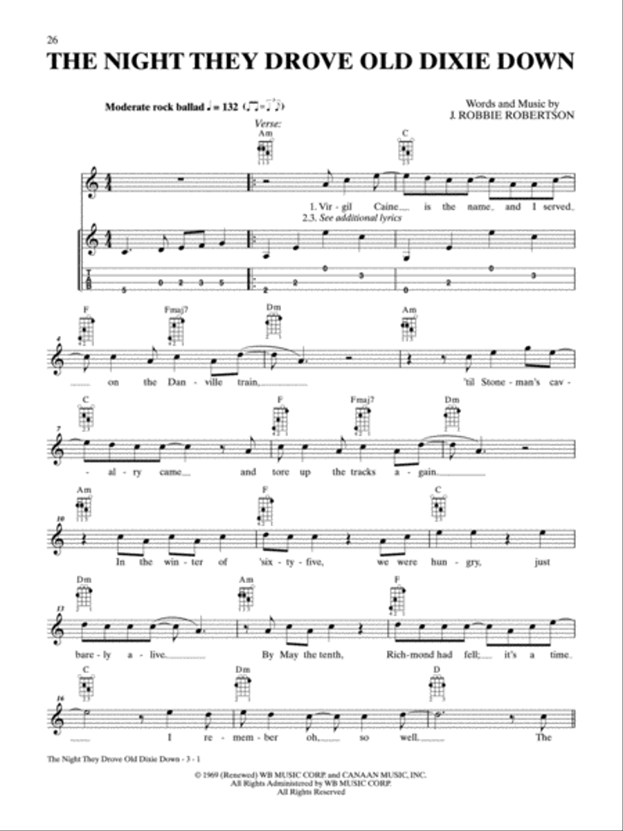 The Night They Drove Old Dixie Down Mandolin scores gallery preview page 1