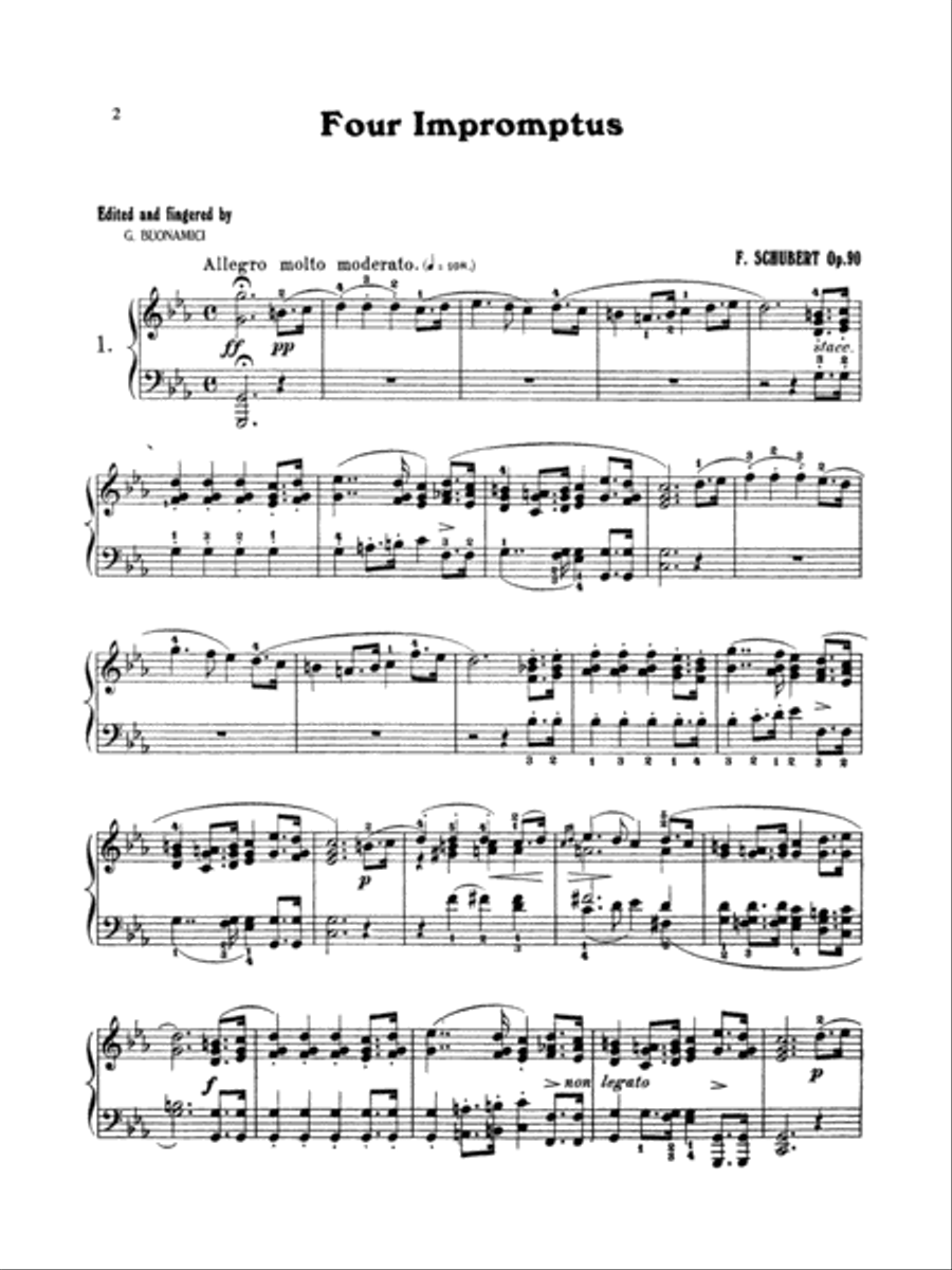 Schubert: Four Impromptus, Op. 90 (Ed. Giuseppe Buonamici) Piano Solo scores gallery preview page 1