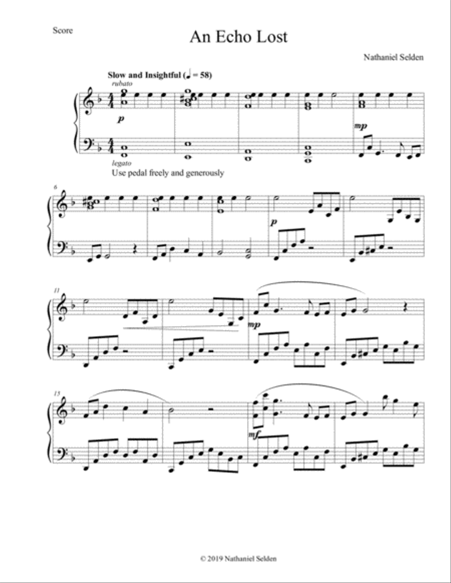 An Echo Lost Piano Solo scores gallery preview page 1