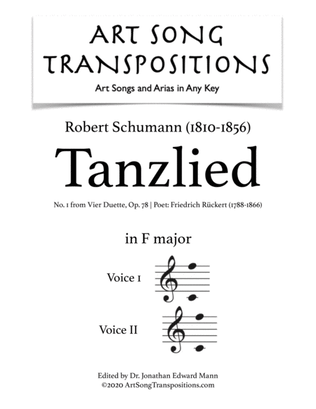 Book cover for SCHUMANN: Tanzlied, Op. 78 no. 1 (transposed to F major)