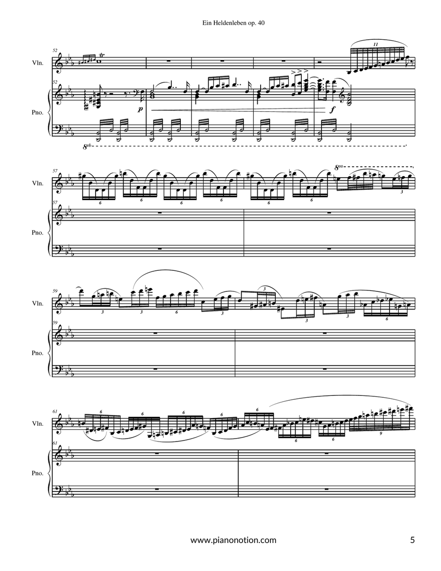 Ein Heldenleben (Violin solo & Piano accompaniment) Violin Solo scores gallery preview page 5