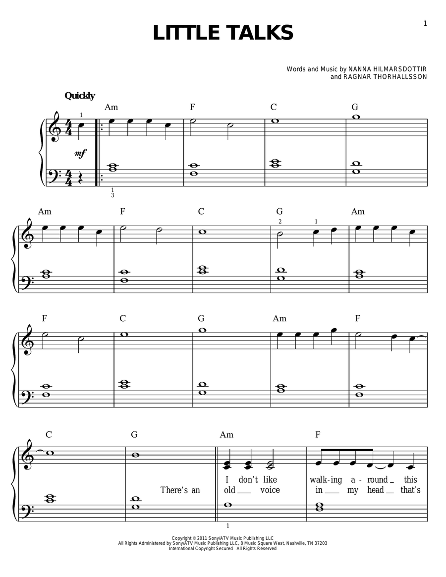Little Talks Easy Piano scores gallery preview page 1