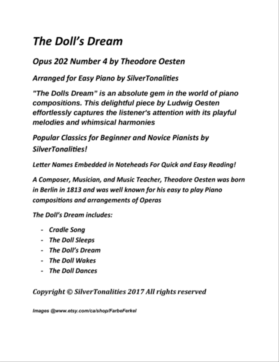 The Doll’s Dream Opus 202 Number 4 for Easy Piano Piano Method scores gallery preview page 2