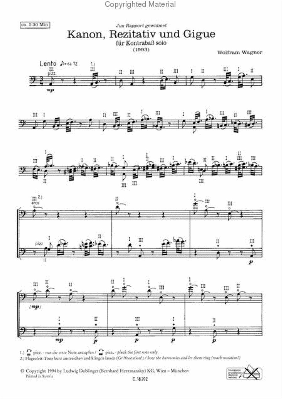 Kanon, Rezitativ und Gigue Double Bass scores gallery preview page 2