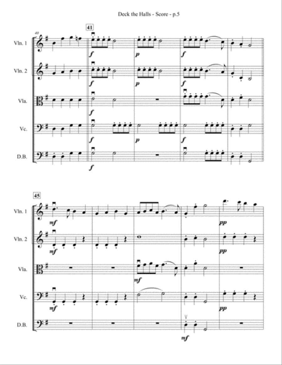 Deck the Halls - String Trio/Quartet/Ensemble String Quartet scores gallery preview page 6