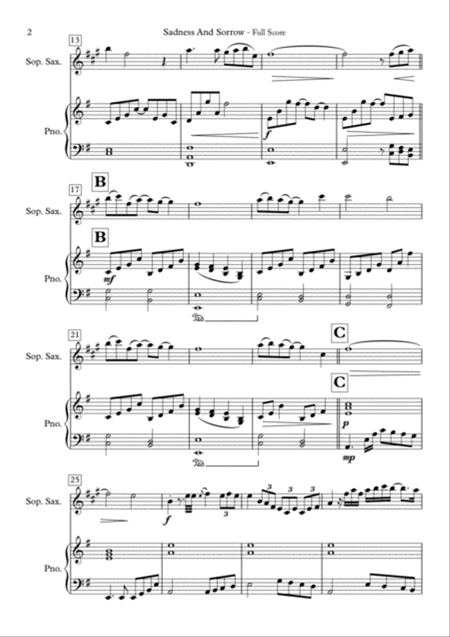 Sadness And Sorrow Sadness And Sorrow Soprano Saxophone scores gallery preview page 3