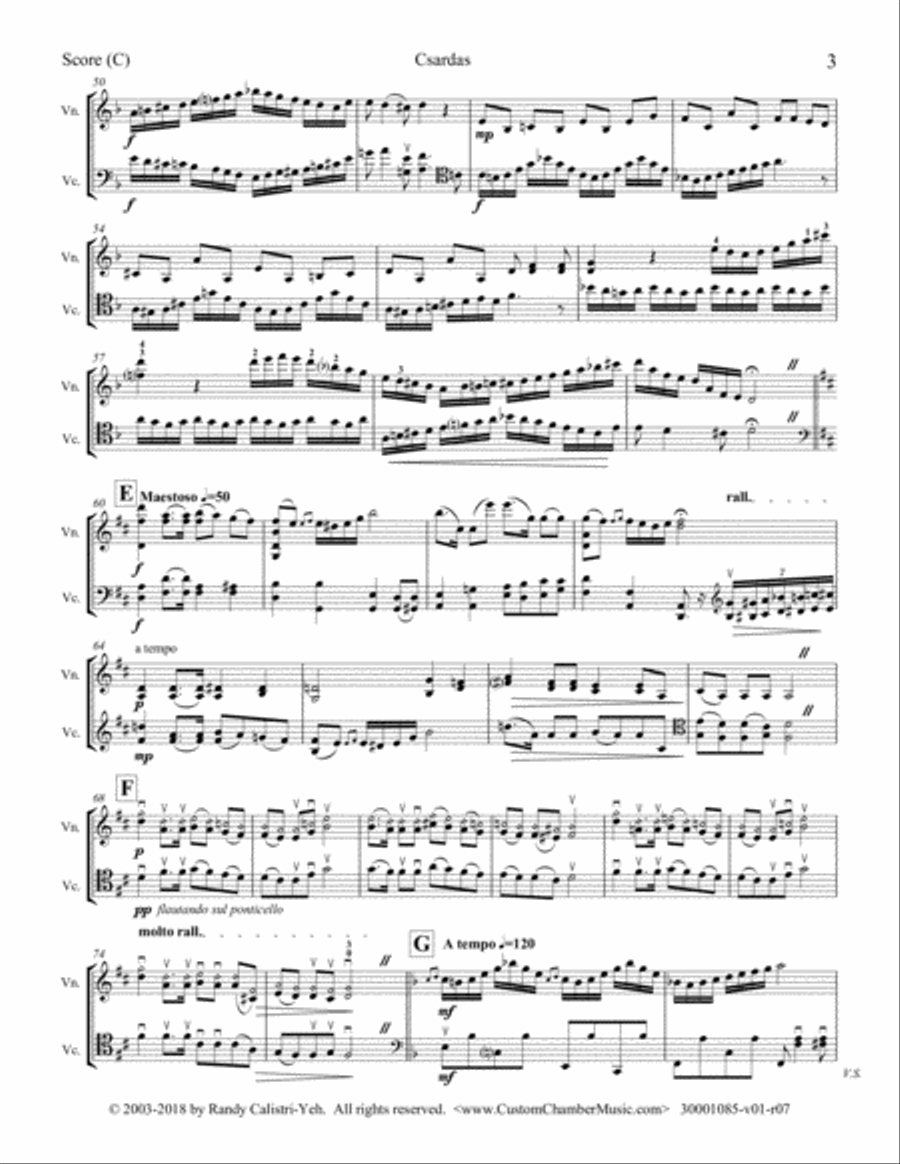 Monti Csardas (Czardas): duet for violin and cello/viola String Duet scores gallery preview page 4