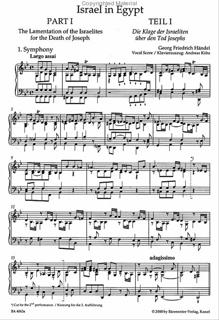 Israel in Egypt - Israel in agypten HWV 54 4-Part scores gallery preview page 3