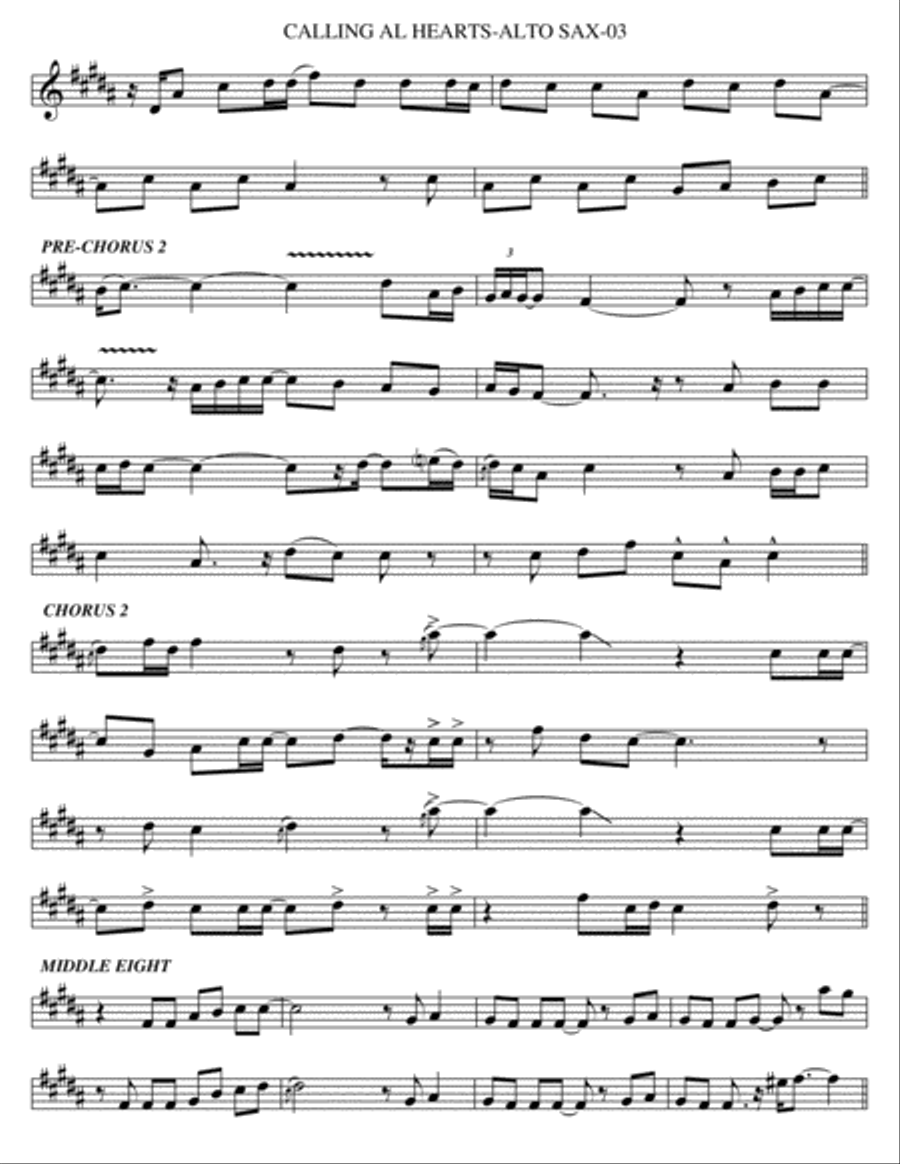 Calling All Hearts (swizz Beats Remix) Alto Saxophone scores gallery preview page 3