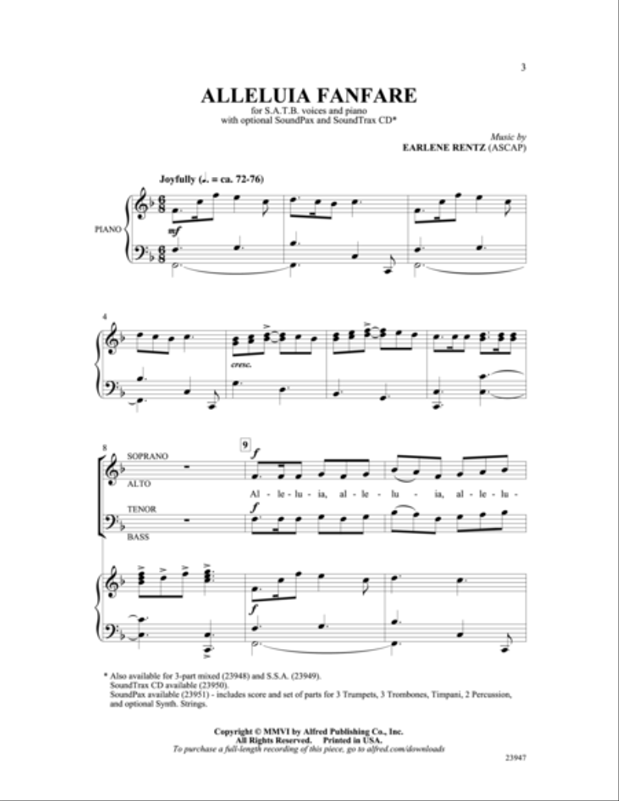 Alleluia Fanfare 4-Part scores gallery preview page 2