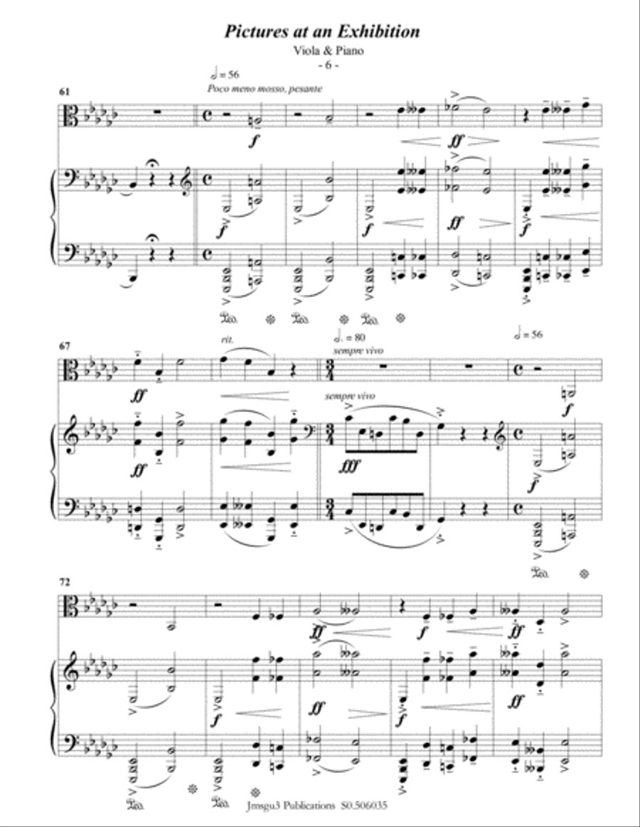 Mussorgsky: Pictures at an Exhibition for Viola & Piano Viola scores gallery preview page 6