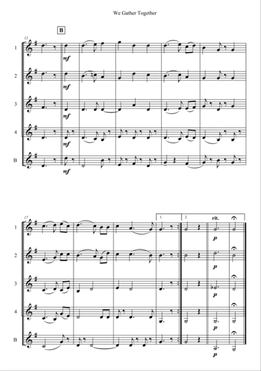 We Gather Together Woodwind Quintet scores gallery preview page 2
