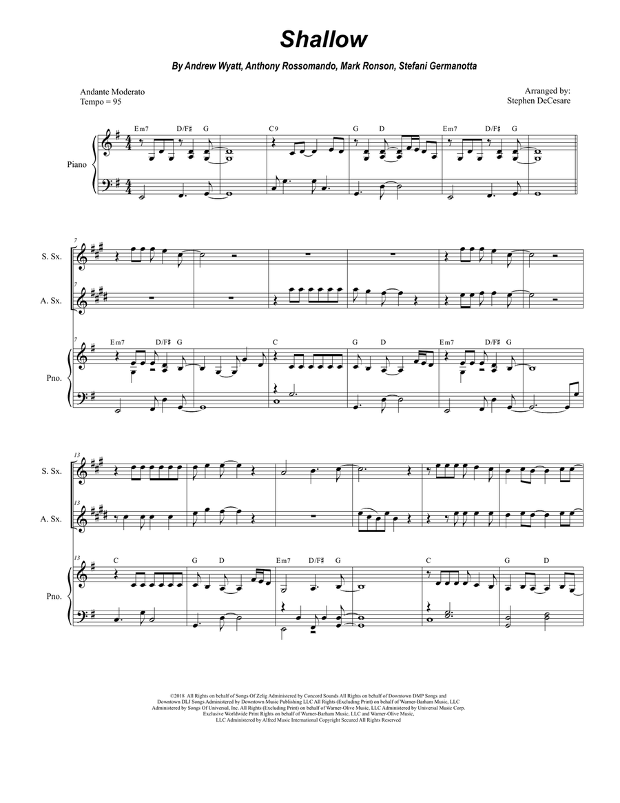 Shallow Soprano Saxophone scores gallery preview page 1
