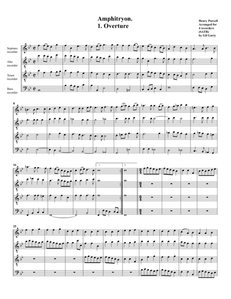 Amphitryon suite (arrangement for 4 recorders (SATB))