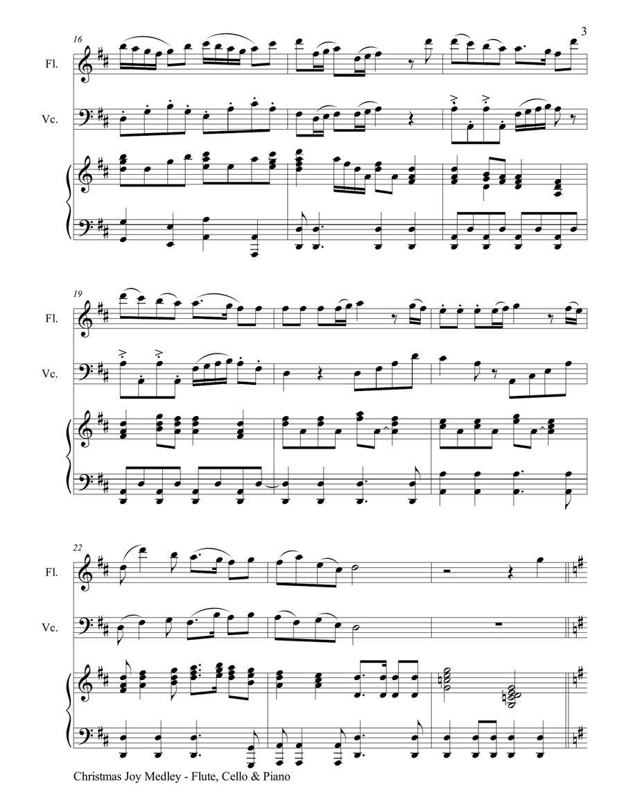 CHRISTMAS JOY MEDLEY (Trio – Flute, Cello & Piano with Parts) Flute scores gallery preview page 4