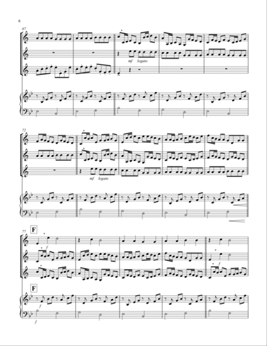 Canon (Pachelbel) (Bb) (Trumpet Trio, Keyboard) Trumpet Trio scores gallery preview page 6