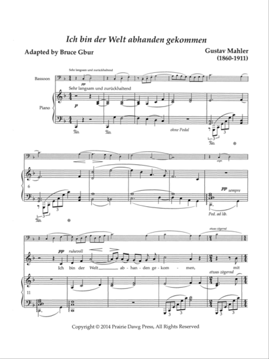 Ich bin der Welt abhanden gekommen Bassoon scores gallery preview page 4