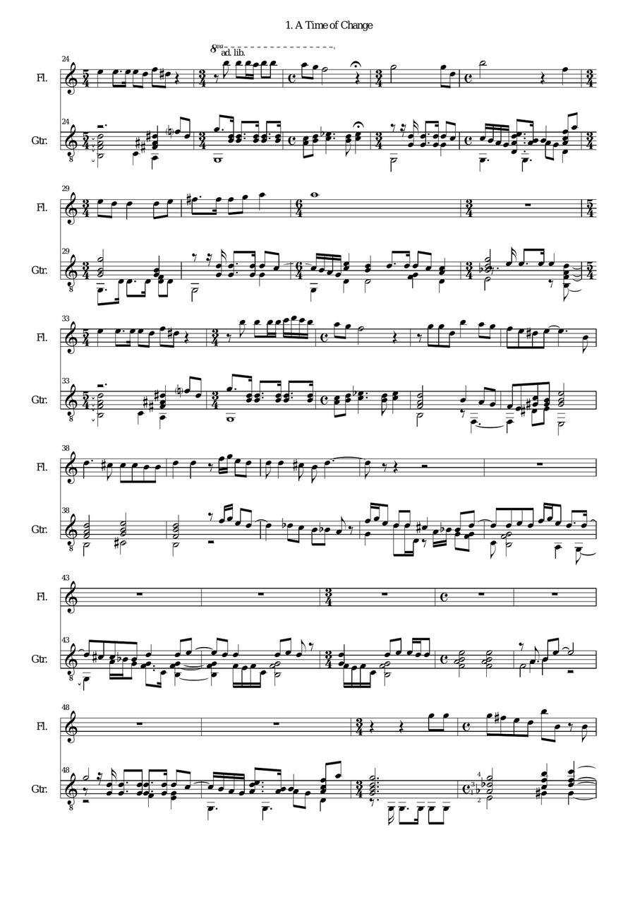 A time of change for flute and classical guitar Flute scores gallery preview page 2
