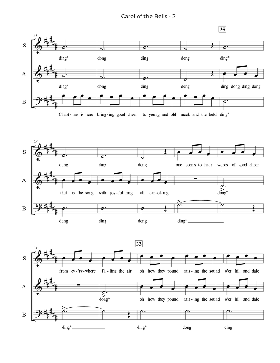 Carol Of The Bells Carol Of The Bells 3-Part scores gallery preview page 2