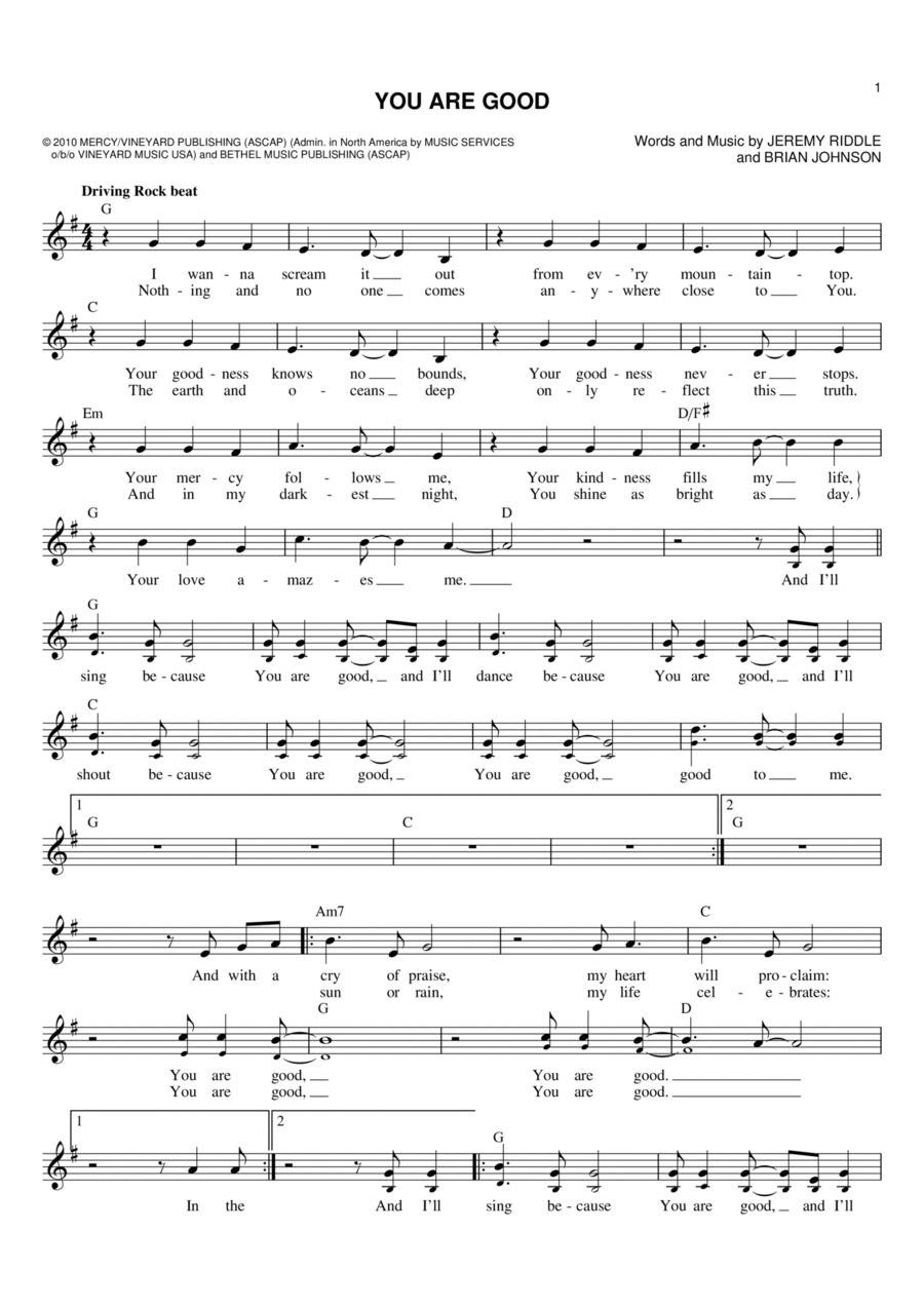 You Are Good Flute scores gallery preview page 1